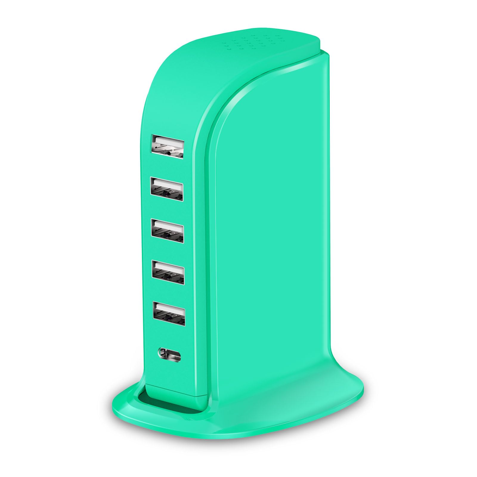 Charging Station for Multiple Devices 40W Upoy, Wall Charger Block 5 USB Ports(Shared 6A), USB Charging Hub Smart IC, Charger Tower with Type-C 3A for iPhone iPad Tablets Smartphones, Home Office Use
