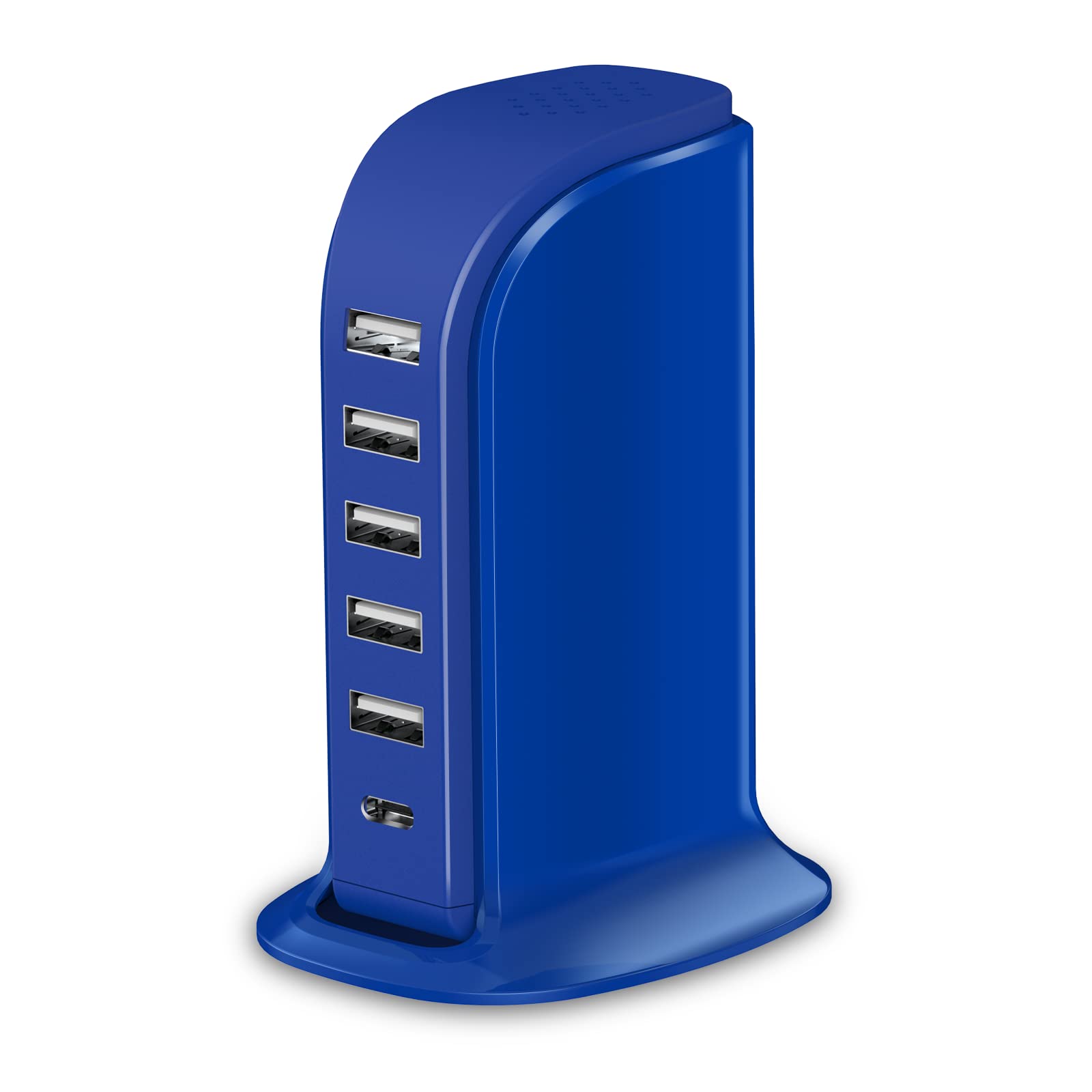 Charging Station for Multiple Devices 40W Upoy, Wall Charger Block 5 USB Ports(Shared 6A), USB Charging Hub Smart IC, Charger Tower with Type-C 3A for iPhone iPad Tablets Smartphones, Home Office Use