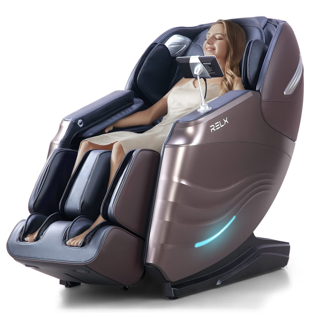 RELX 2025 Massage Chair Full Body, 15 Modes Zero Gravity SL-Track Shiatsu Massage Chair Built-in Heat System, Airbag Massage with Body Scan, Deep Yoga Stretch, Calfrest Extension and AI Control(Cream)
