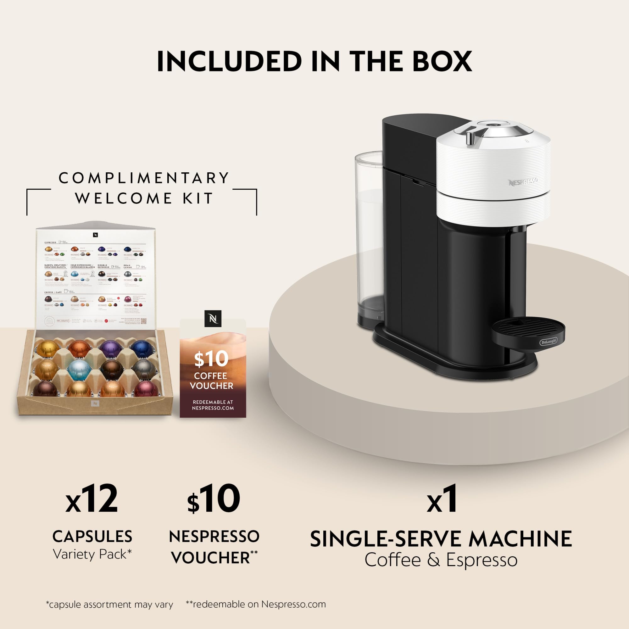 Nespresso Vertuo Next Deluxe Coffee and Espresso Machine by De'Longhi, Chrome