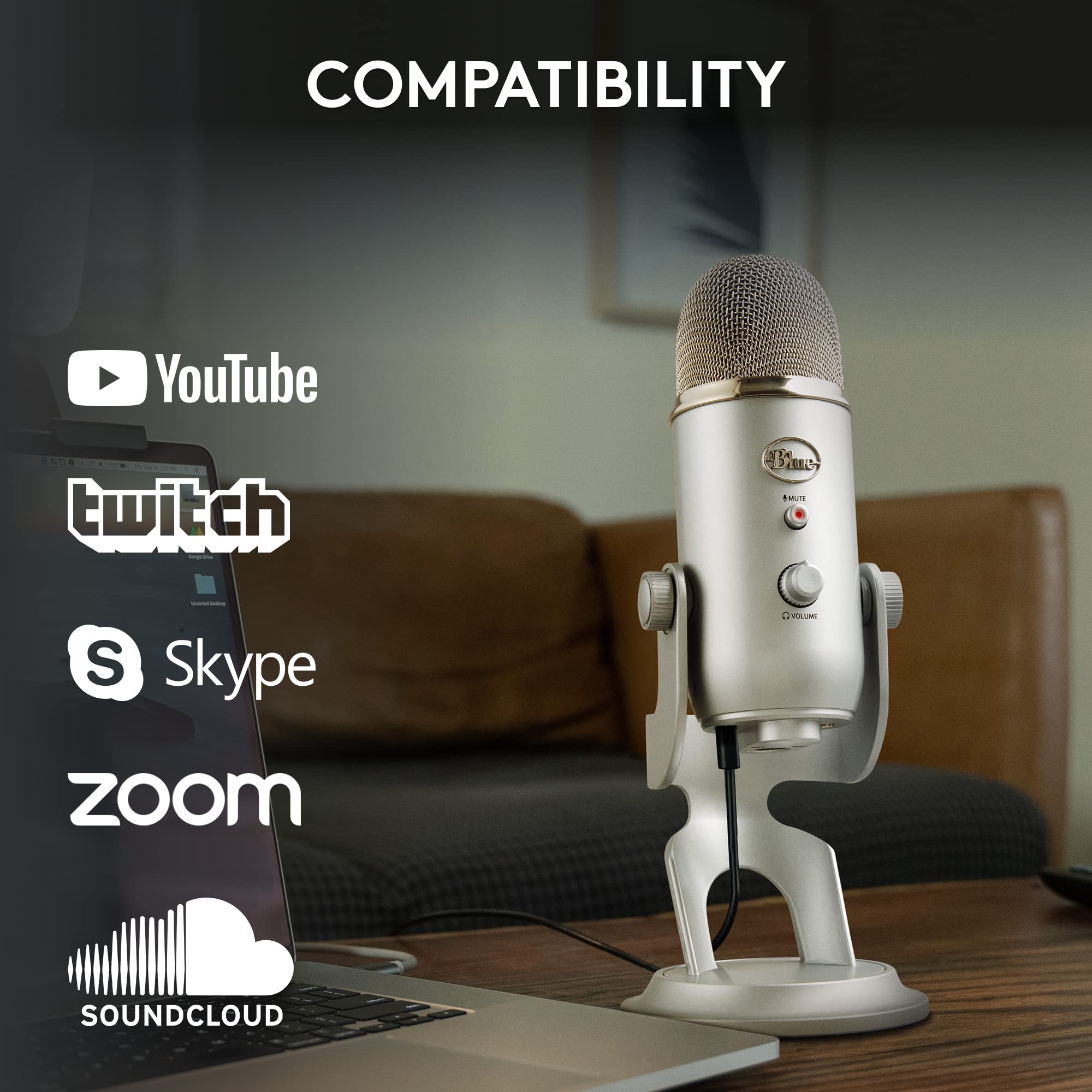 Logitech for Creators Blue Microphones Yeti USB Microphone (Blackout)