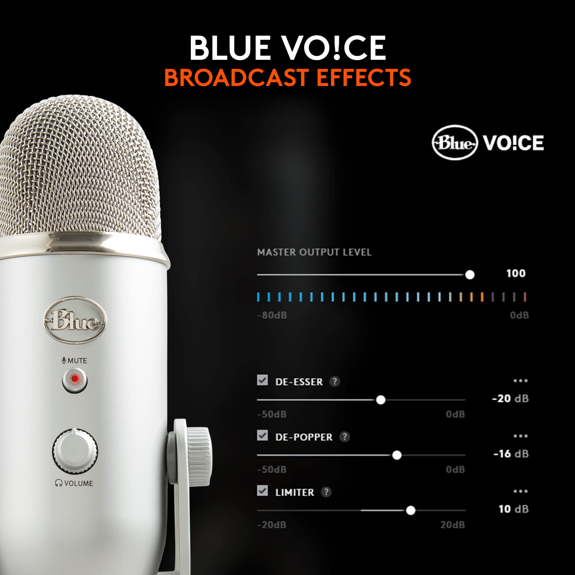 Logitech for Creators Blue Microphones Yeti USB Microphone (Blackout)