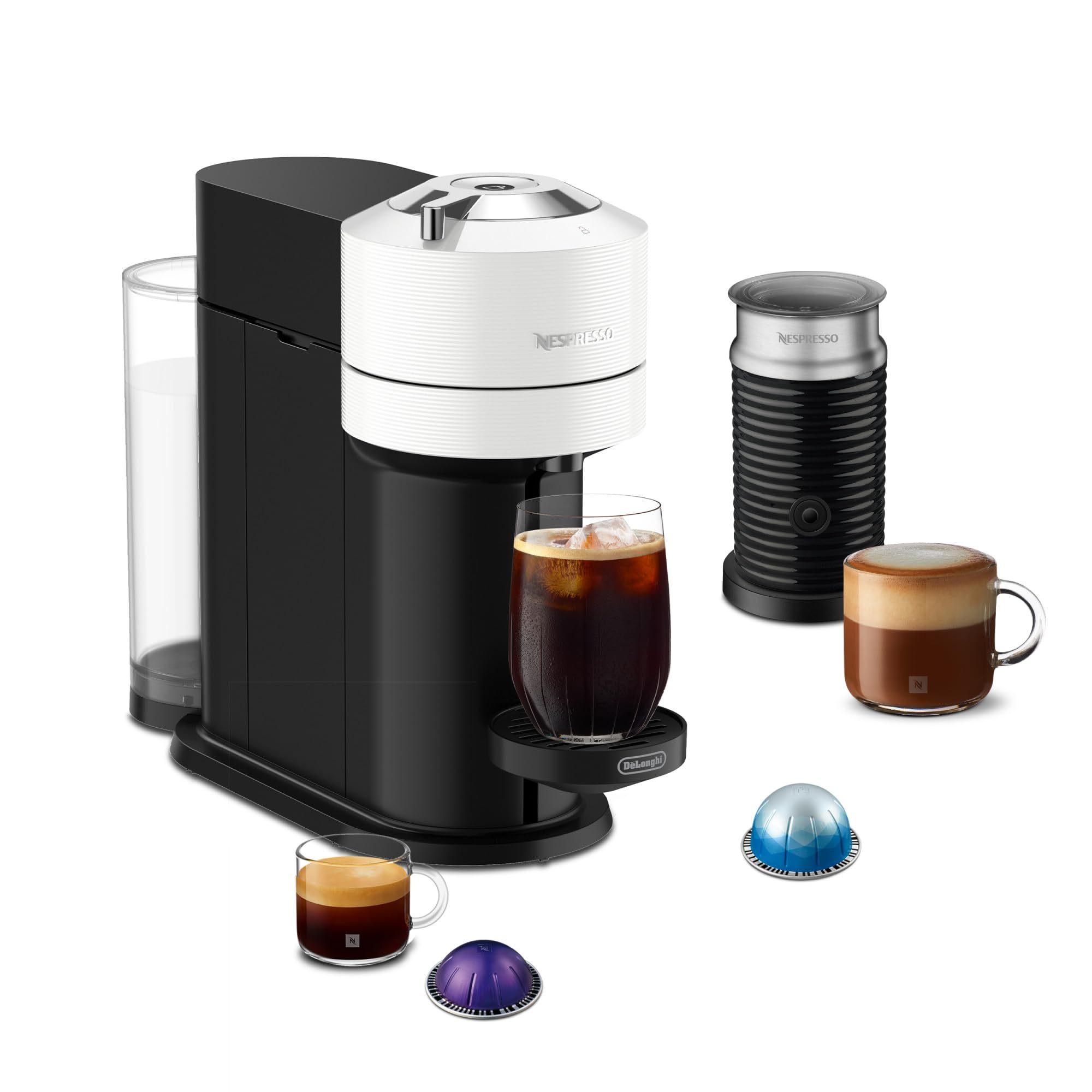 Nespresso Vertuo Next Deluxe Coffee and Espresso Machine by De'Longhi, Chrome