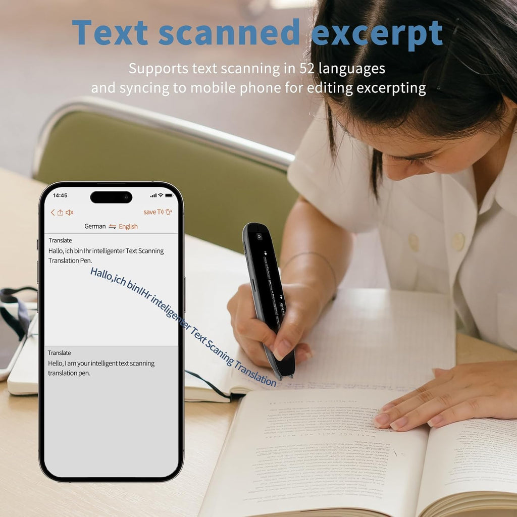 Language Translator Pen with OCR Scanning, Traductor Pen Supporting 142 Languages,Text to Speech Translation Pen,Reading Pen for Dyslexia with Text Extract, Ideal for Students and Adults
