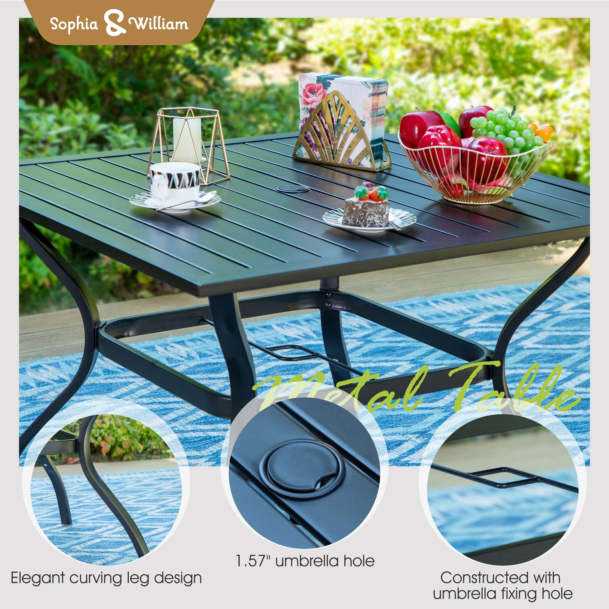 Sophia & William Patio Dining Set 9 Pieces Outdoor Metal Furniture Set, 8 x Patio Dining Swivel Chairs Padded with 1 Expandable 6-8 Person Table for Lawn Garden