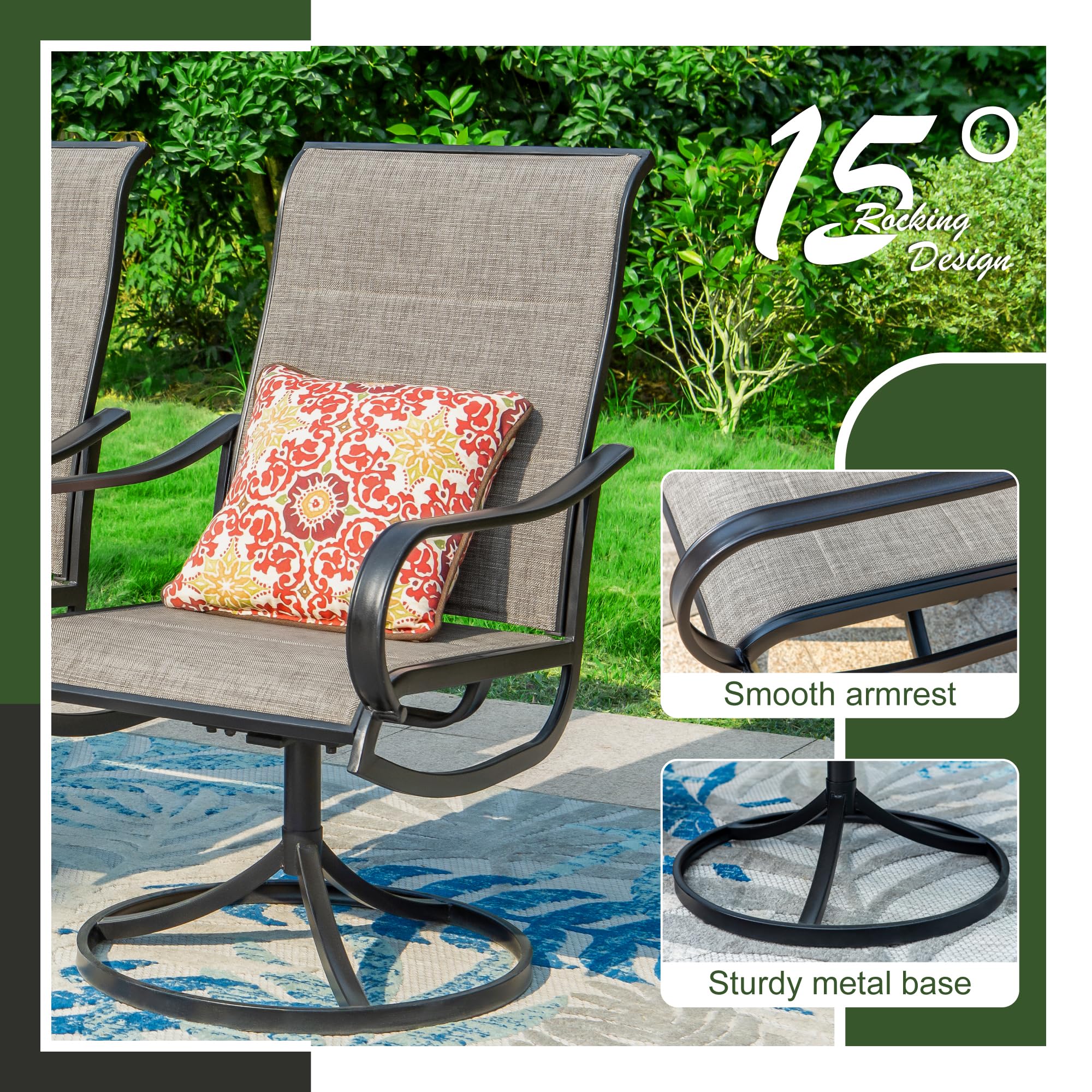 Sophia & William Patio Dining Set 9 Pieces Outdoor Metal Furniture Set, 8 x Patio Dining Swivel Chairs Padded with 1 Expandable 6-8 Person Table for Lawn Garden